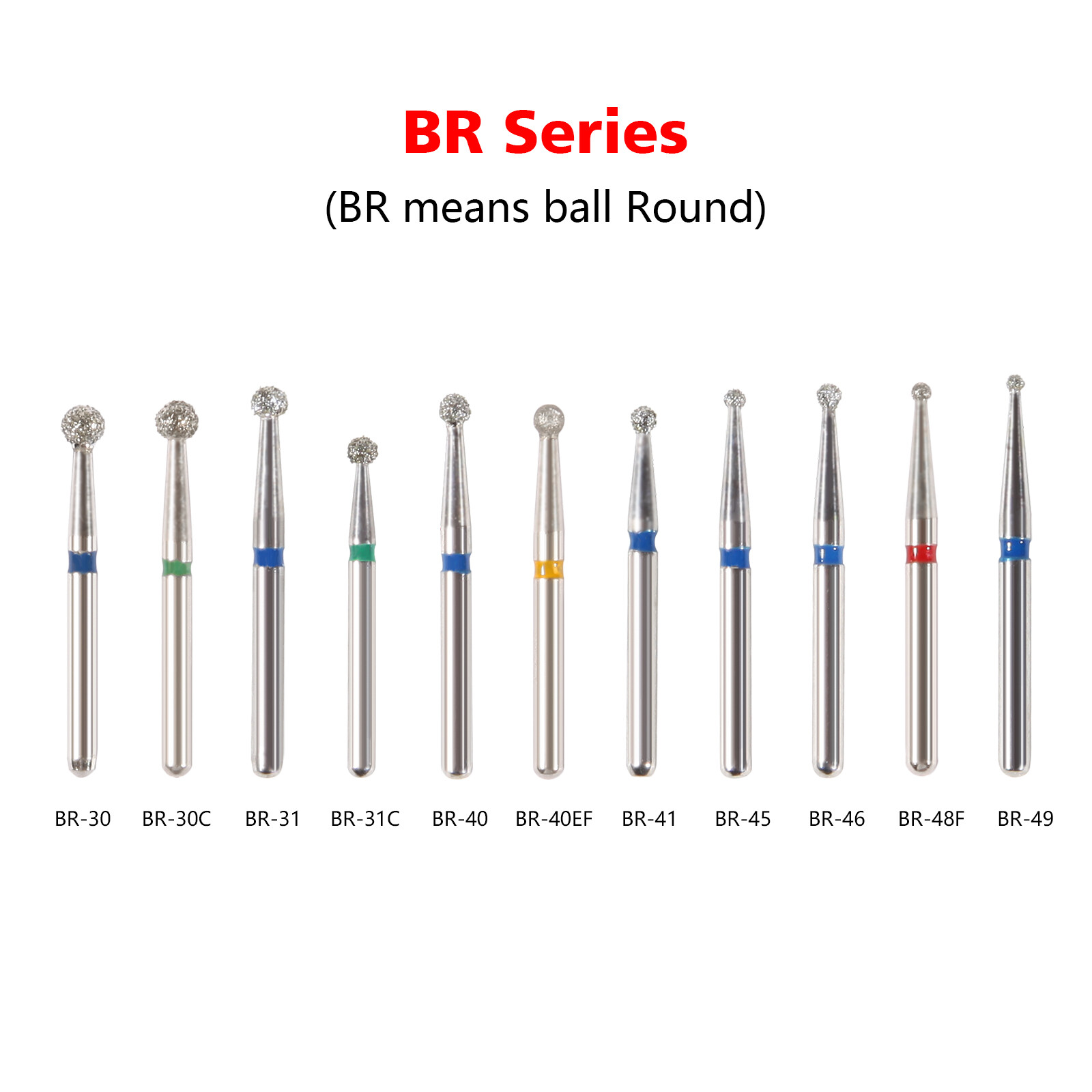 100pcs SANDENT Dental Diamond Burs For High Speed Handpiece Friction Grip 1.6mm