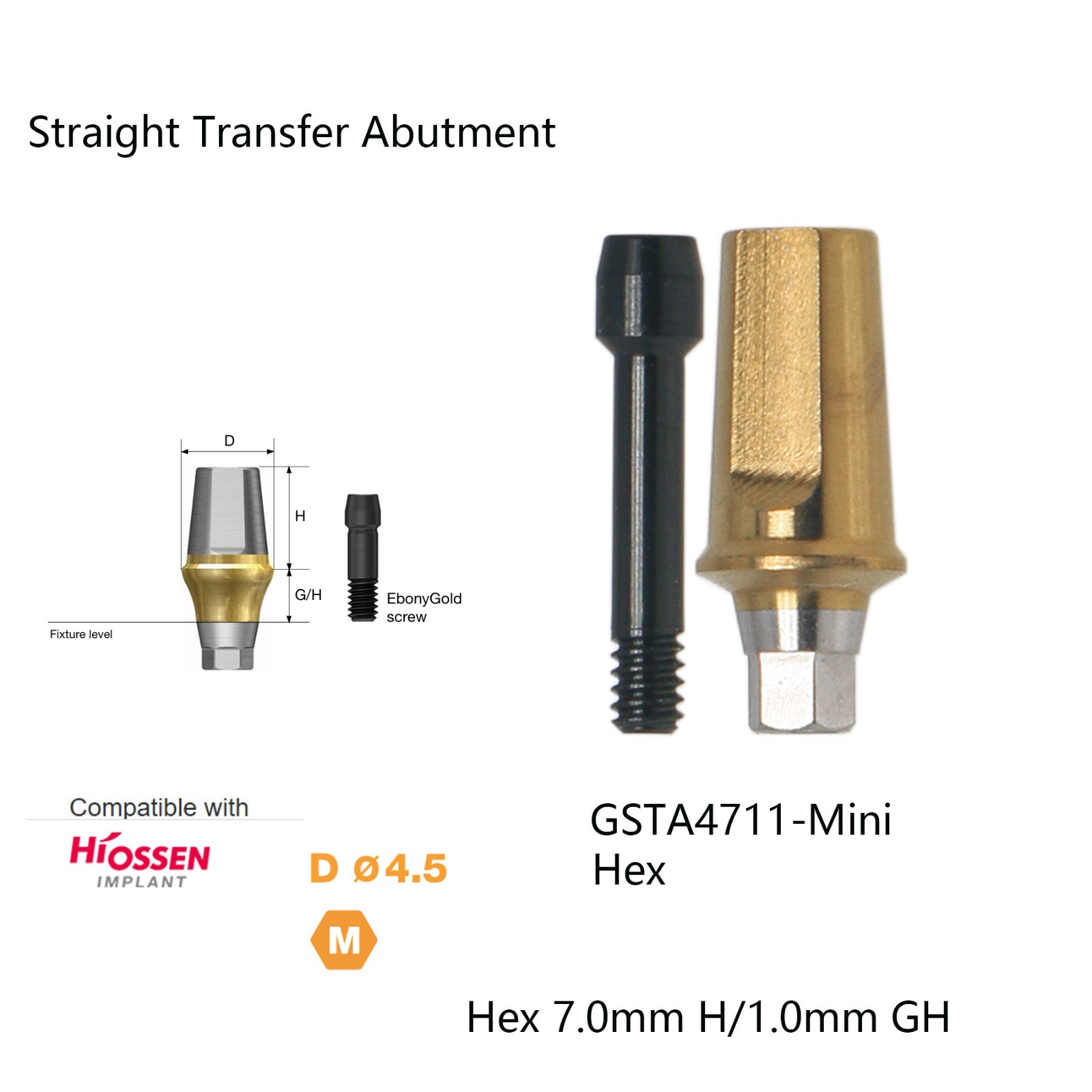 US Dental Titanium Straight Abutment Fit Hiossen System Restoration Mini/Regular