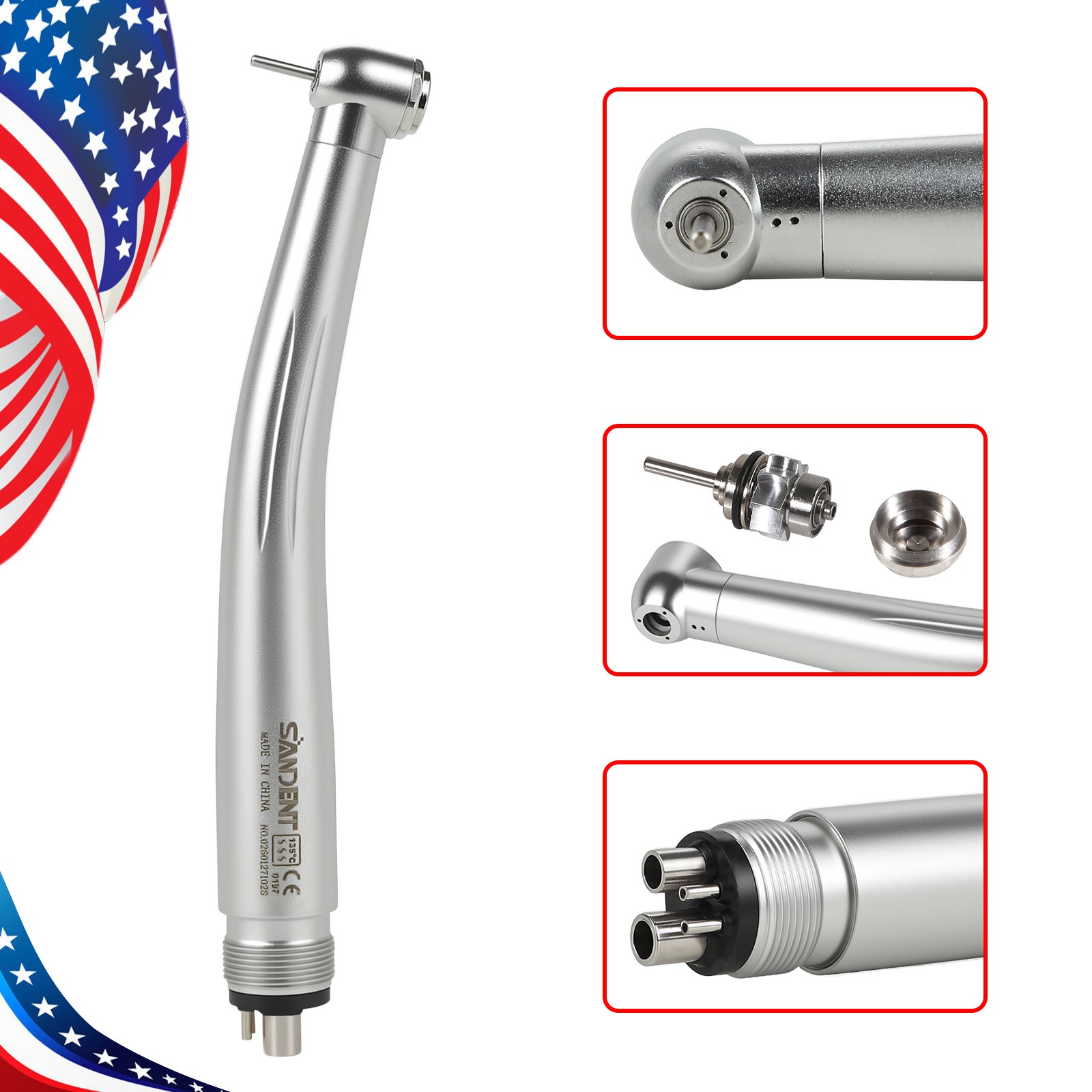 10pcs SANDENT NSK PANA MAX Style Dental High Speed Handpiece Push Button 4 Hole