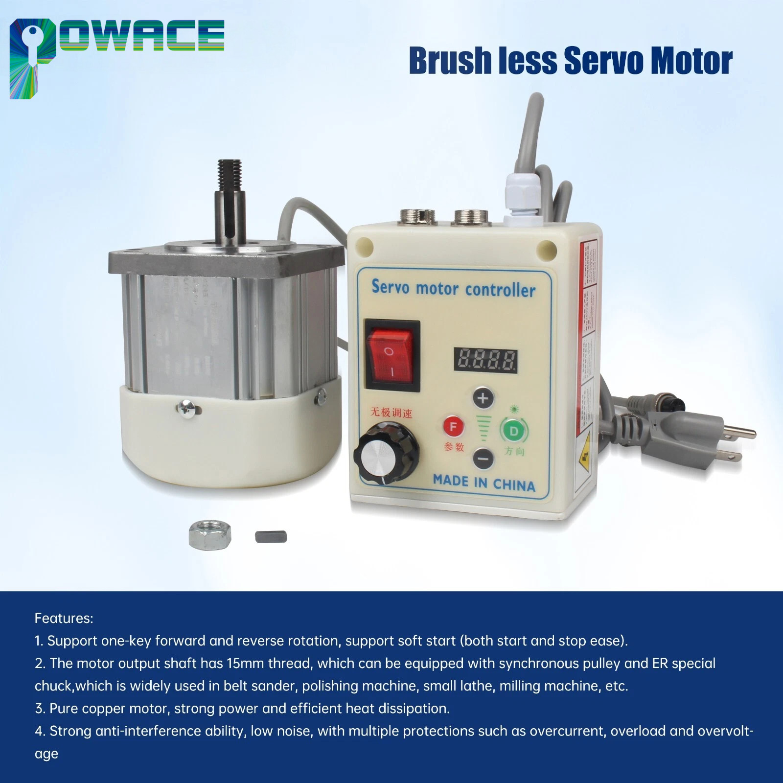 【US】550W 750W 2200W AC Brushless Servo Motor With Speed Drive CNC Controller Kit
