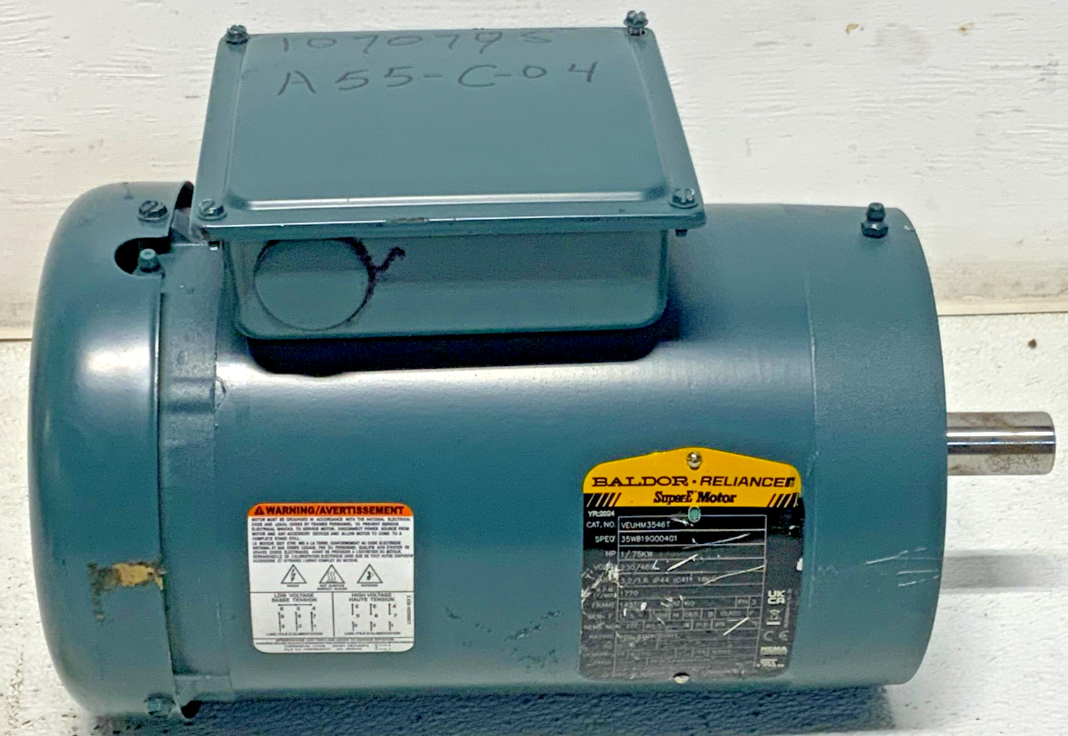 Baldor Reliance VEUHM3546T Super-E Electric Motor 1HP 230/460V 3PH 143T 1770RPM