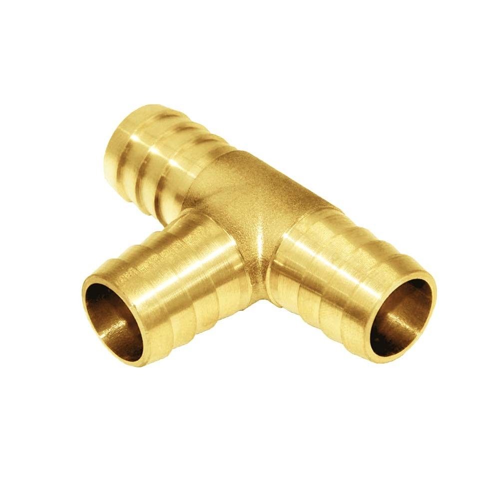 1/2″ Brass Barb Tee Fittings T-Shaped 3 Ways Union 1/2″ Hose Barb Pipe Fittin…
