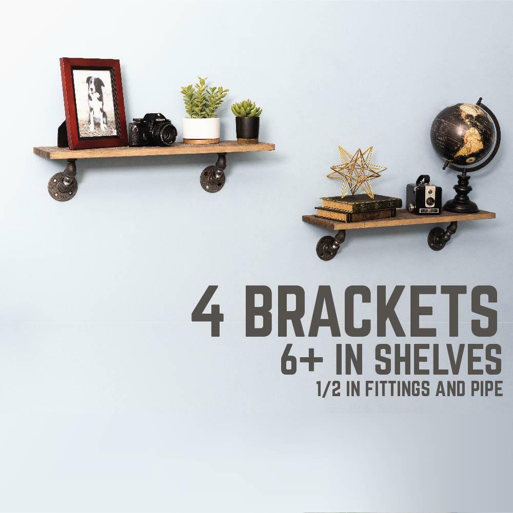 1/2 in. x 4 in. Double Flange Angled Bracket Kit, 4 Pack