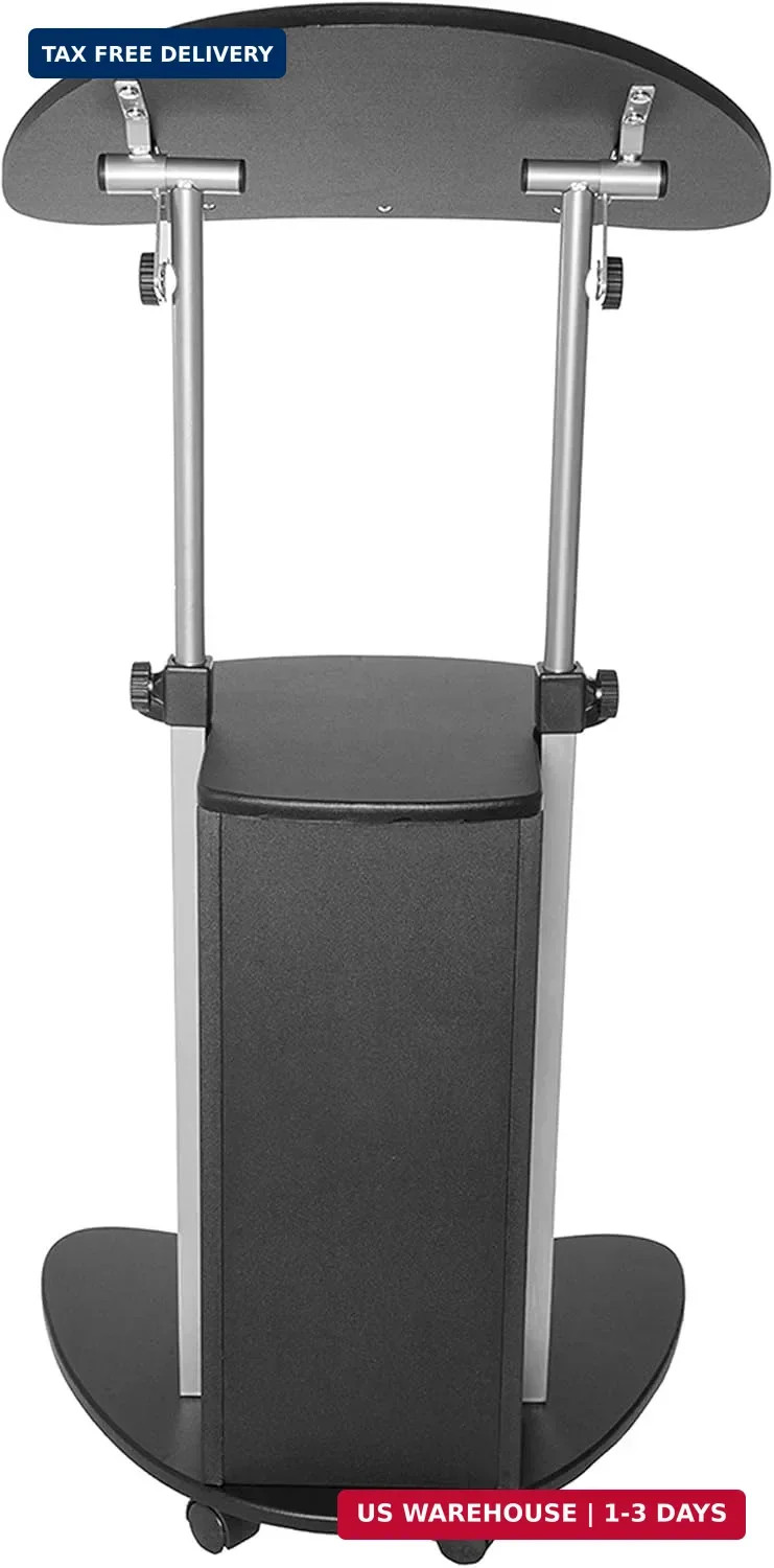 Techni Mobili Sit-to-Stand Mobile Medical Laptop Computer Cart, Black, Adjustabl