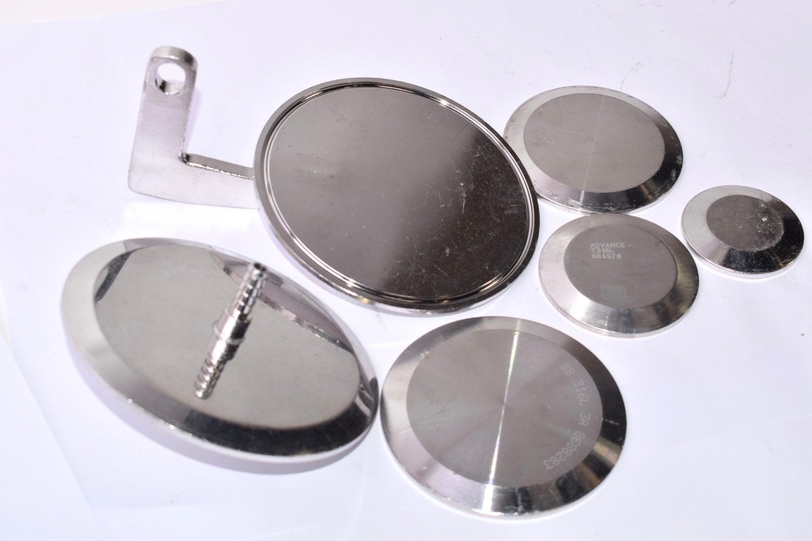 Lot of 6, Stainless Steel Flanges, SS316L, 3A, 49005, Advance T316L, S64576, 868