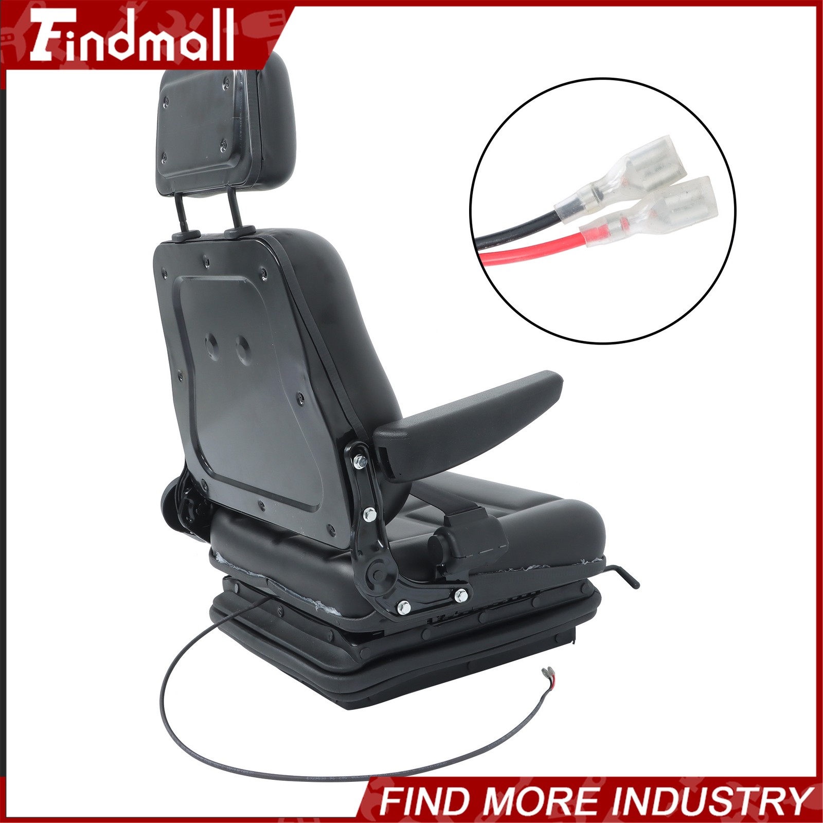 FindmallForklift Tractor Seat Suspension Adjustable Backrest Armrest Safety Belt