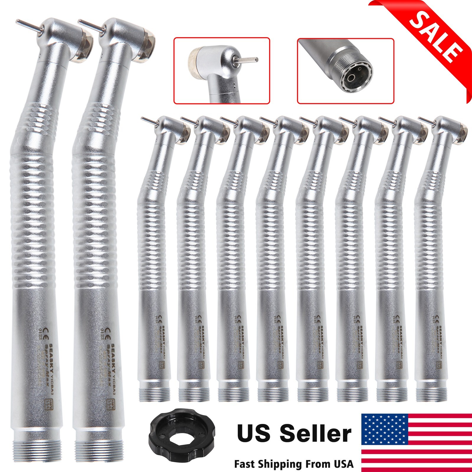 10* Dental NSK Style High Speed Air Turbine Handpiece Spray 2 Hole SEASKY-Y1BA2