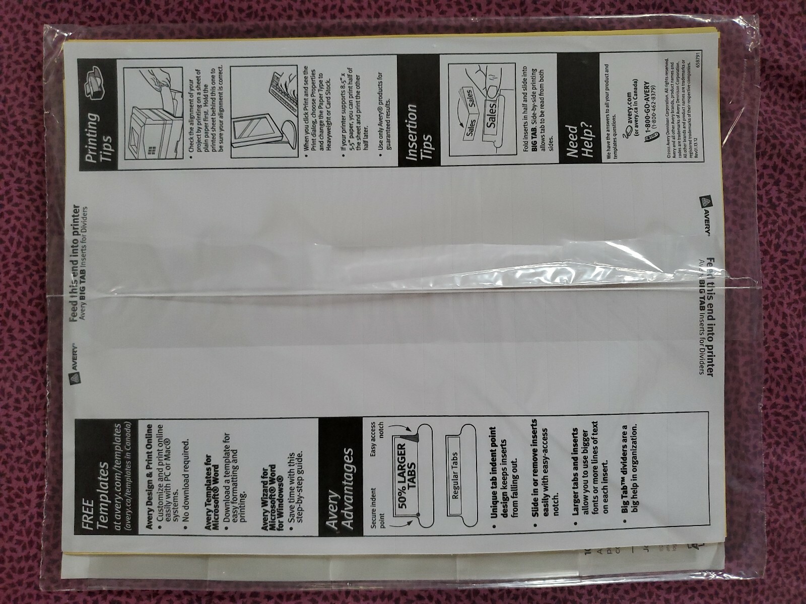 5X! AVERY Worksaver Big Tab Divider Blank -8.50″ X 11″ – 5 (ave11110) New