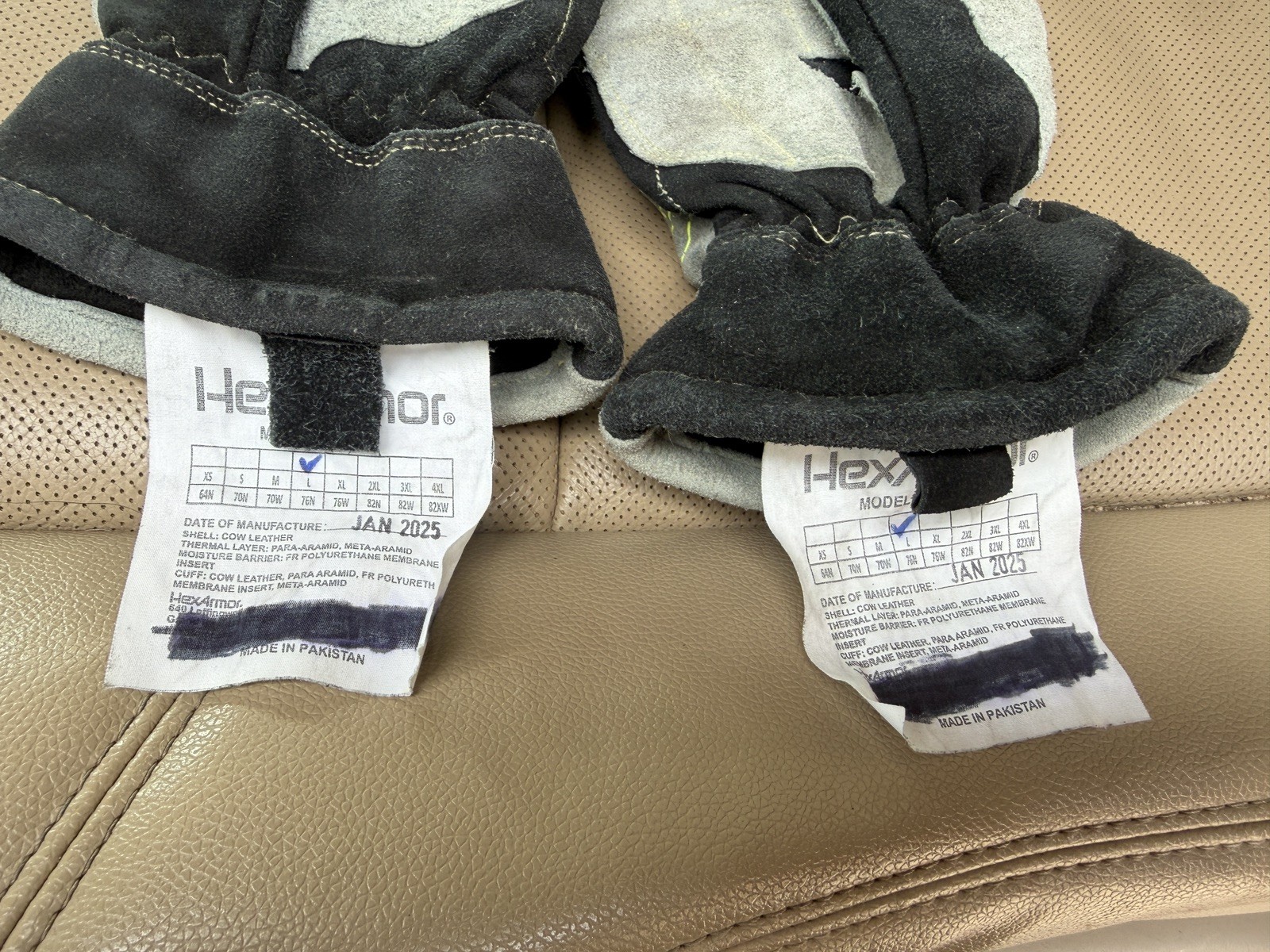 HexArmor FireArmor SR-X 8180 Work Gloves Large Cow Leather Para-Aramid JAN 2025