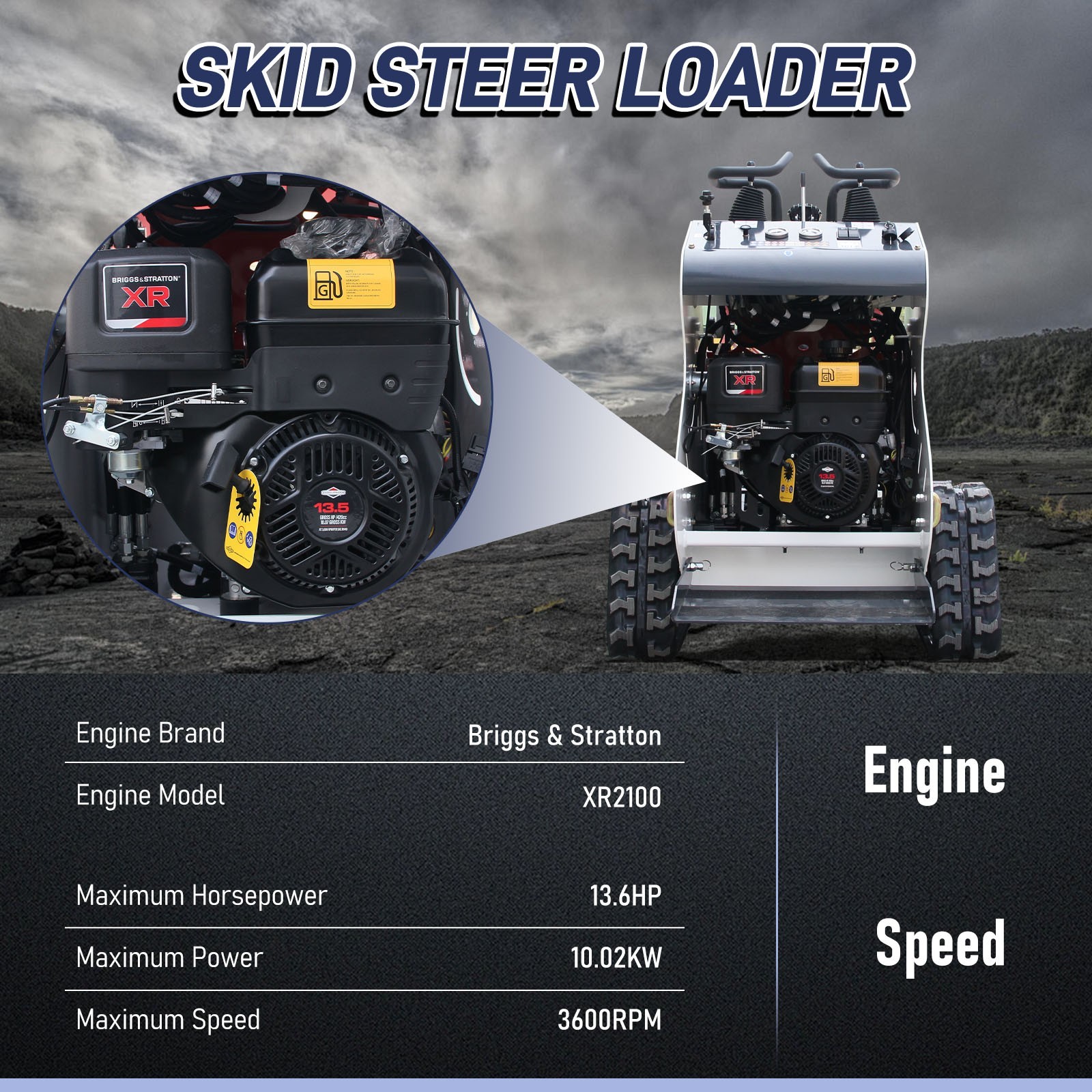 Mini Skid Steer Loader Tracked 13.5HP Stand-on Compact Skid Steer USA Stock