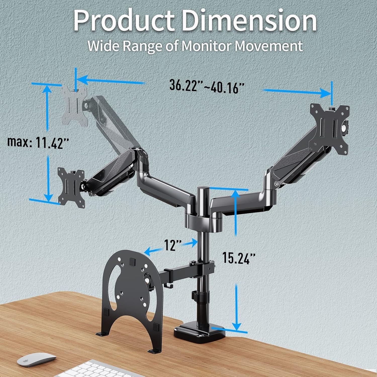 MOUNTUP Dual Monitor and Laptop Mount, Adjustable Monitor Stand for 2 Max 27″…