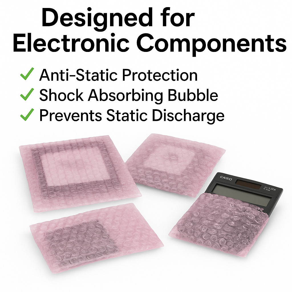 12×15.5 Pink Anti-Static Bubble Pouches Self Seal 3/16″ Poly Bags