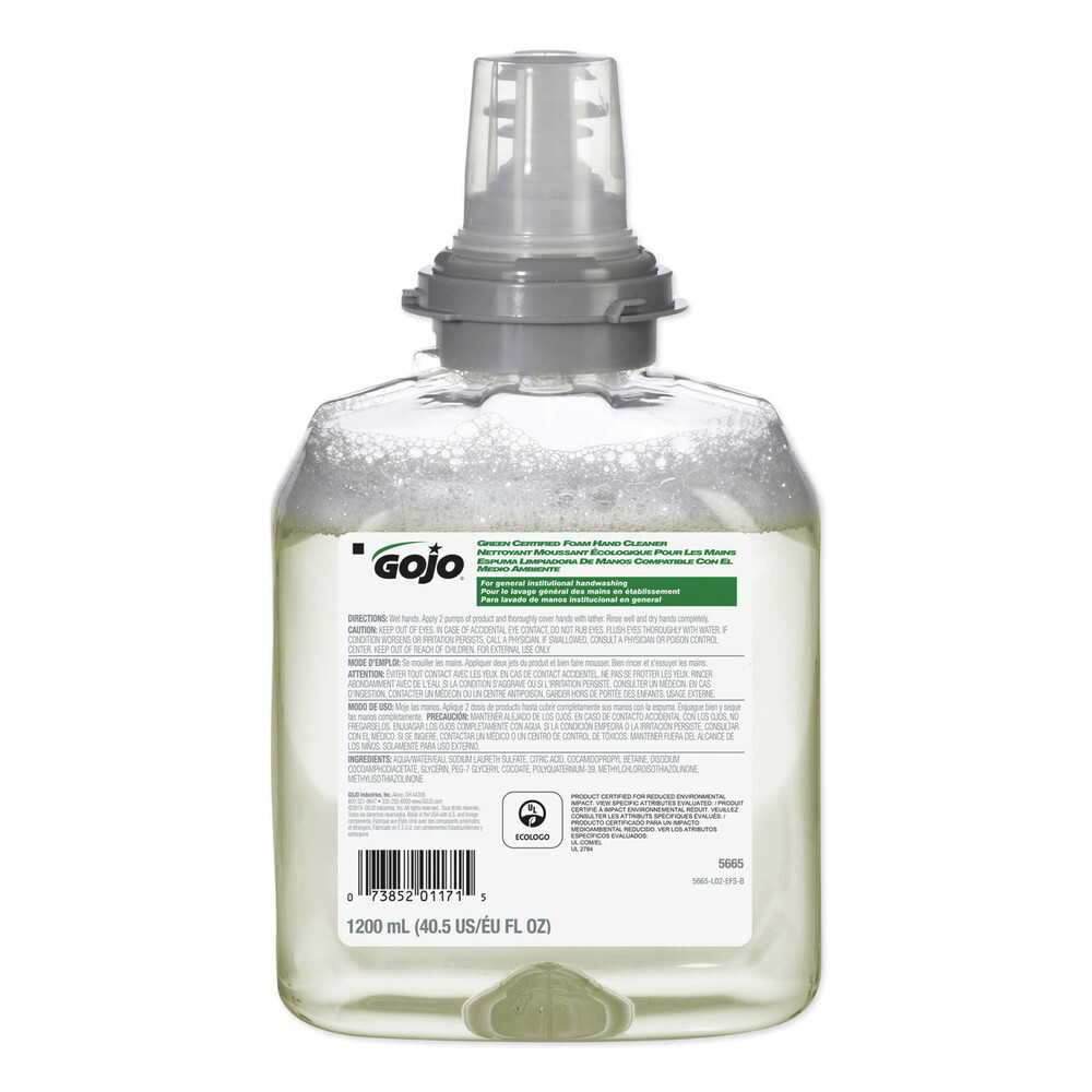 GOJO 566502EA Unscented 1200 mL Foam Hand Cleaner Refill for TFX Dispenser New
