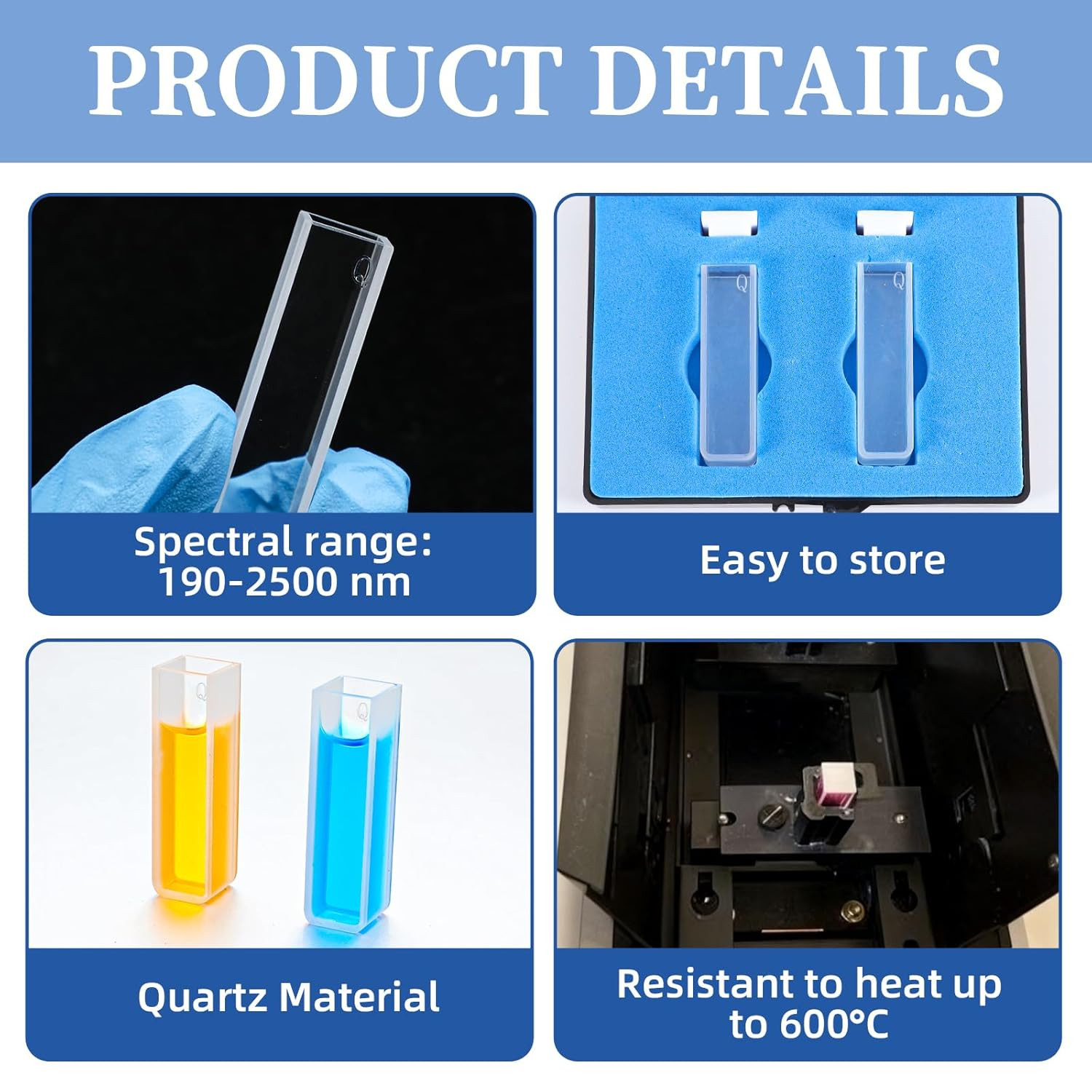 2 PCS UV Quartz Cuvettes for Spectrometer Standard Quartz Cells – 3.5 Ml