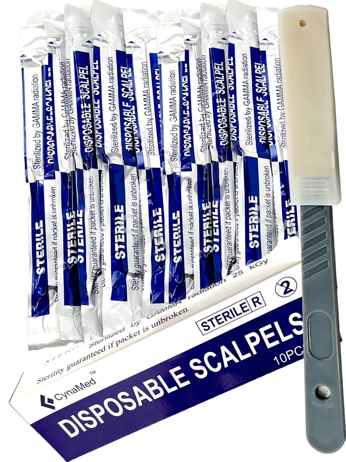 New Disposable Scalpel Blades With Plastic Handle ( Box of 10 ) Sterile Surgical