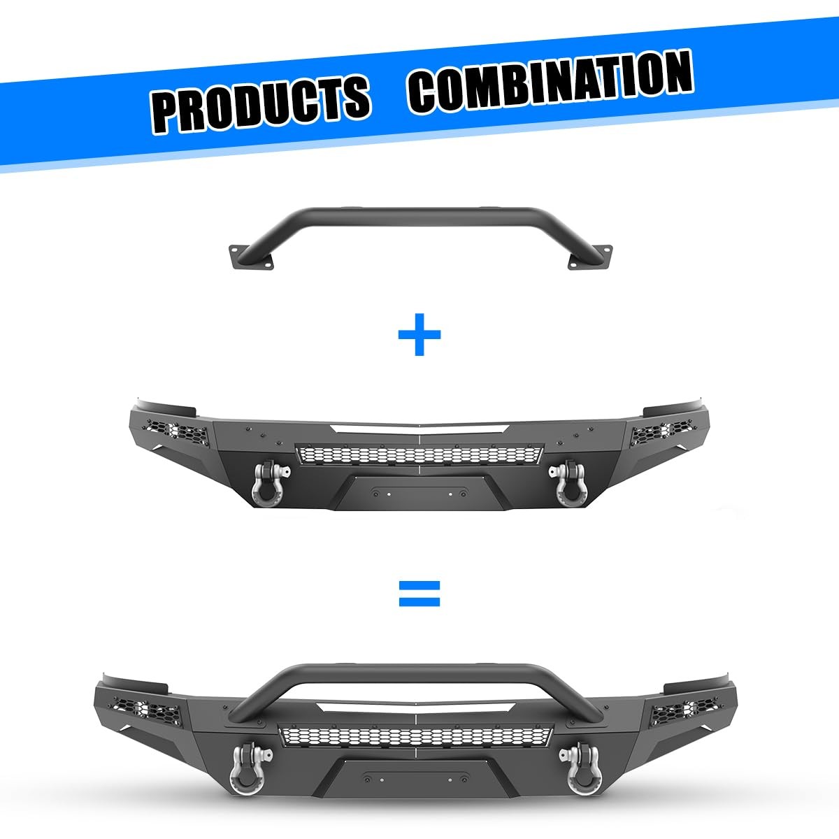Modular Front Bumper 2007-2013 Silverado 1500 w/Winch Bull Bar D-Rings Paintable