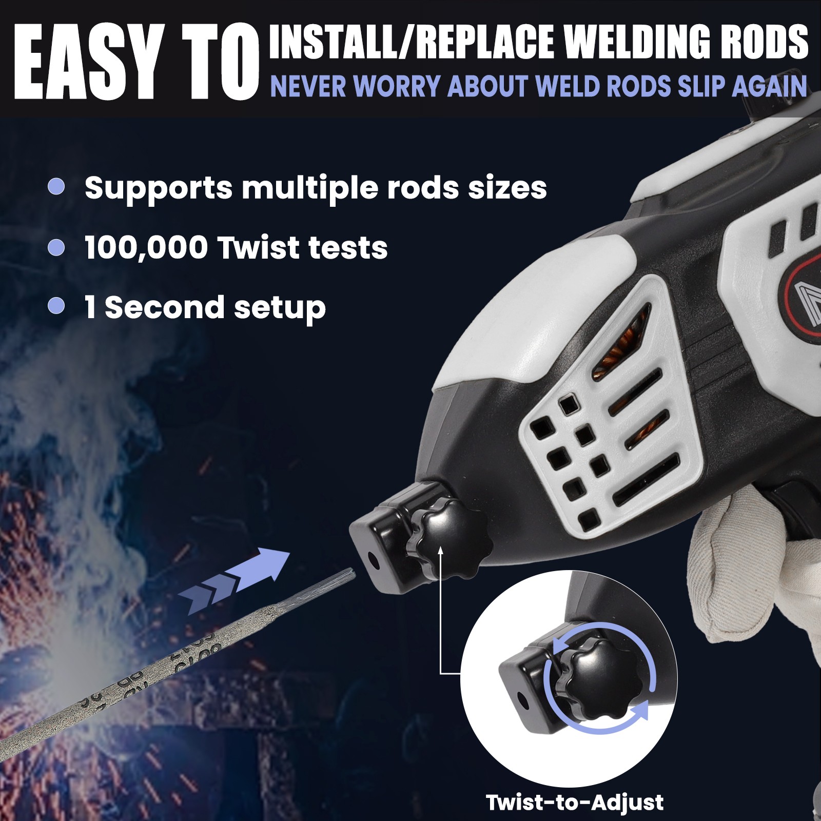 Handheld Welding Machine 110V 20-150Amp Portable ARC Welder Gun w/ 20x Rods Grey