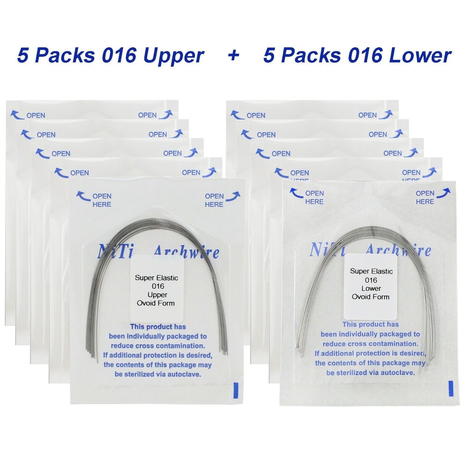 100Pcs Dental Orthodontic Arch Wire NiTi Ovoid Round Rectangular 012-020 U/L