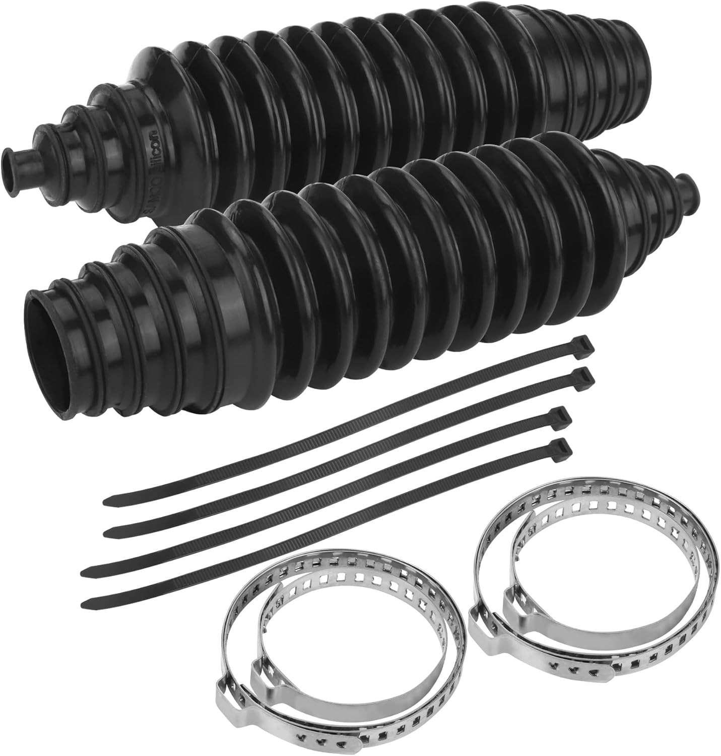 Universal Steering Rack and Pinion Tie Rod Boots, Silicone Bellow Boots with 2 P