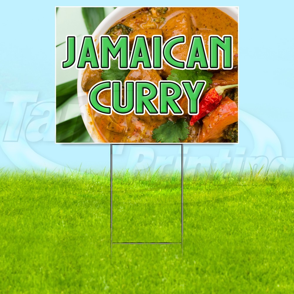 JAMAICAN CURRY 18×24 Yard Sign Food Plastic Corrugated WITH STAKE USA YS08055