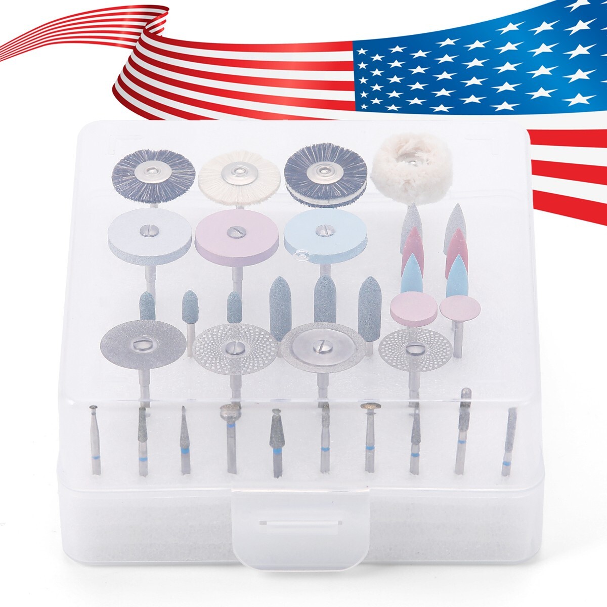35Pcs Dental Lab Polishing Kit For Ceramics Porcelain HP 2.35mm Handpiece Burs