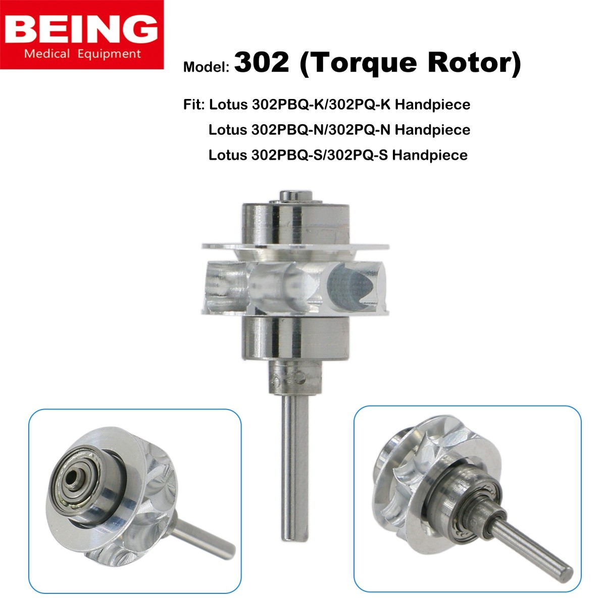 US BEING Dental Handpiece Fiber Optic High Speed Turbine Coupler 4/6Hole FG Burs