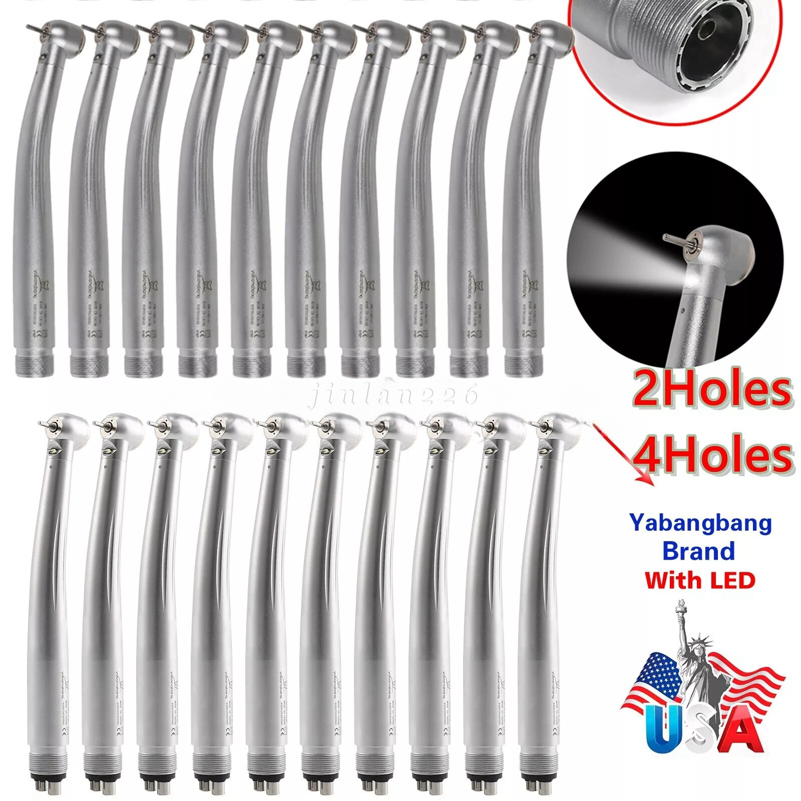 1-10 Yabangbang Dental (LED E-generator) High Speed Handpiece 4/2 Hole NSK Style