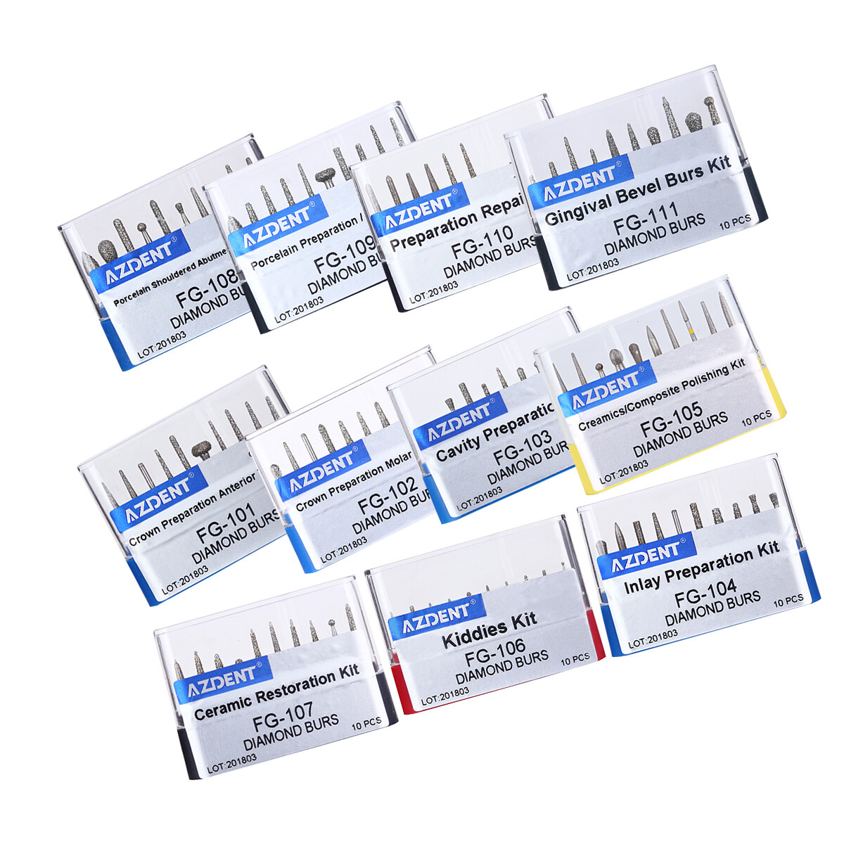AZDENT Dental FG Diamond Burs Drill For High Speed Handpiece Polishing/Composite