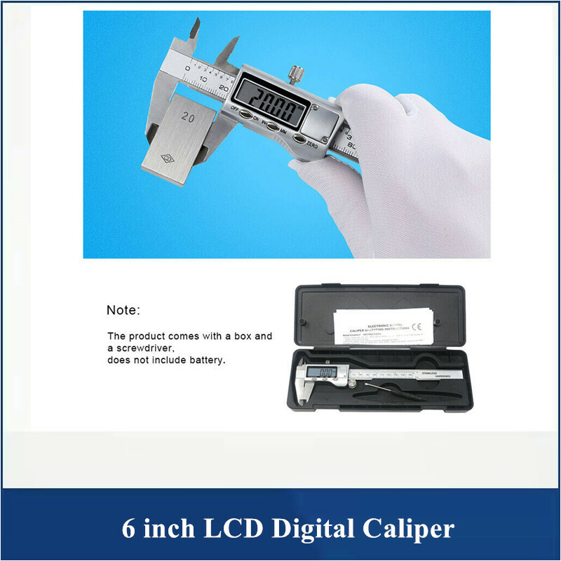 150mm Digital Vernier Caliper 6” Stainless Steel Micrometer LCD Gauge Measuring