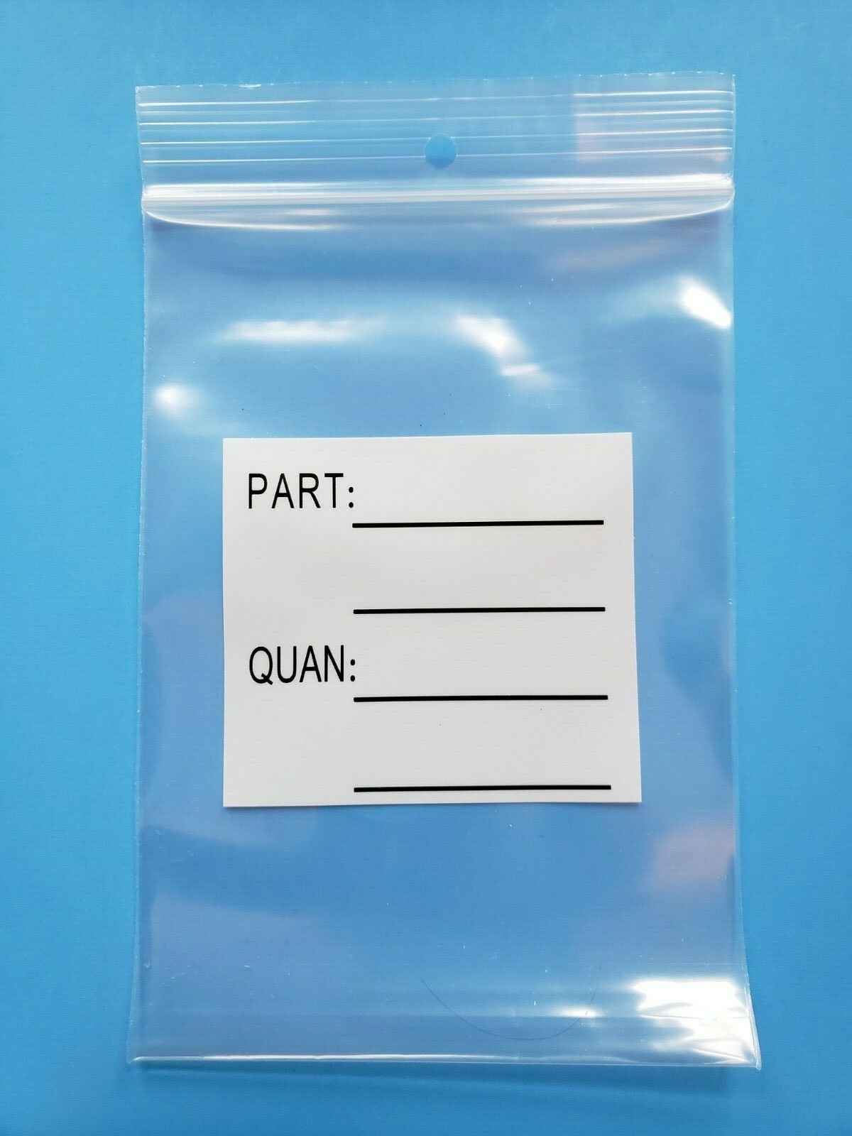 RECLOSABLE ZIP SEAL PARTS BAG PLASTIC HEAVY DUTY 4MIL LOCK HANG HOLE WHITE BLOCK