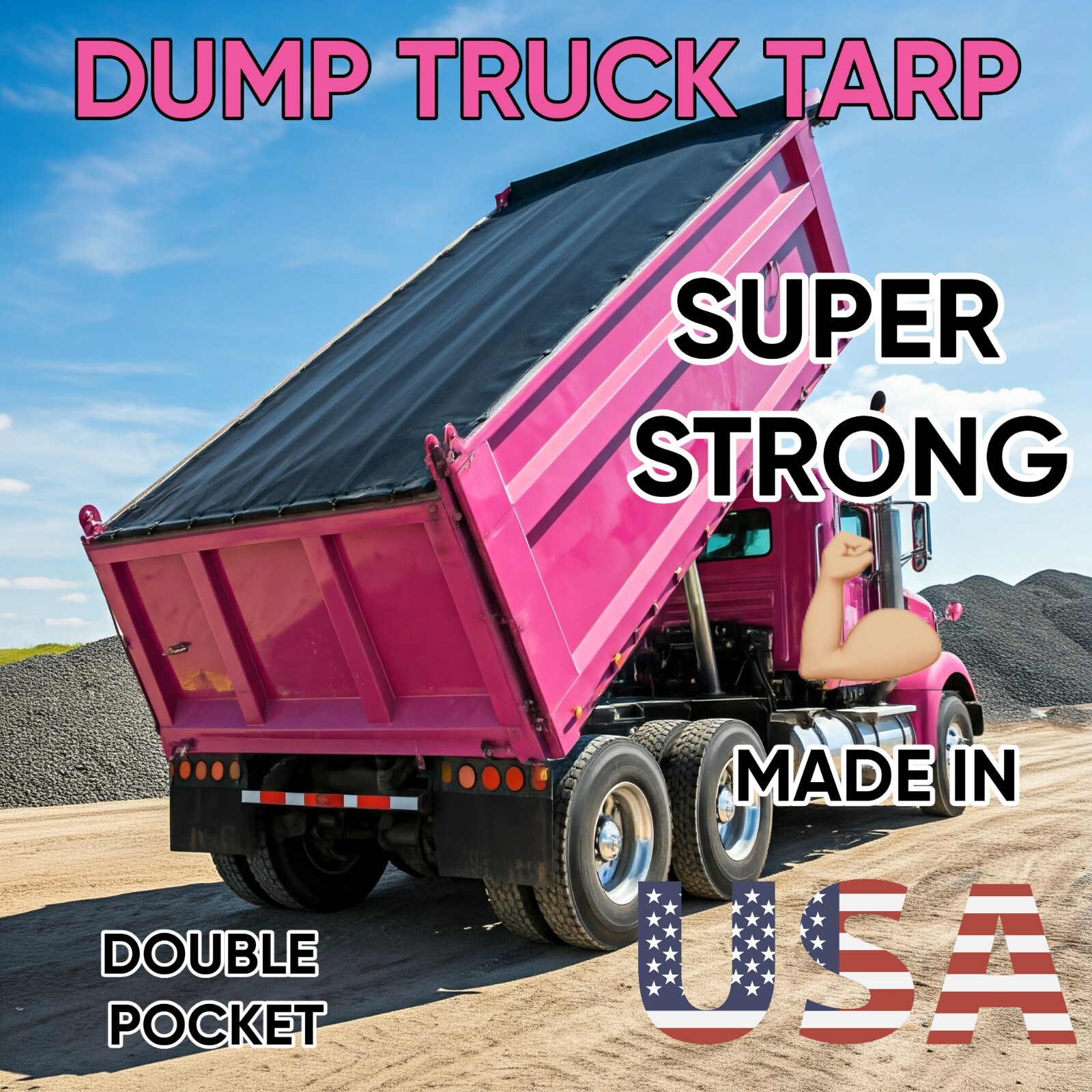 Heavy-Duty Dump Truck Mesh Tarp – Double Pocket Reinforced XTRA STRONG USA MADE