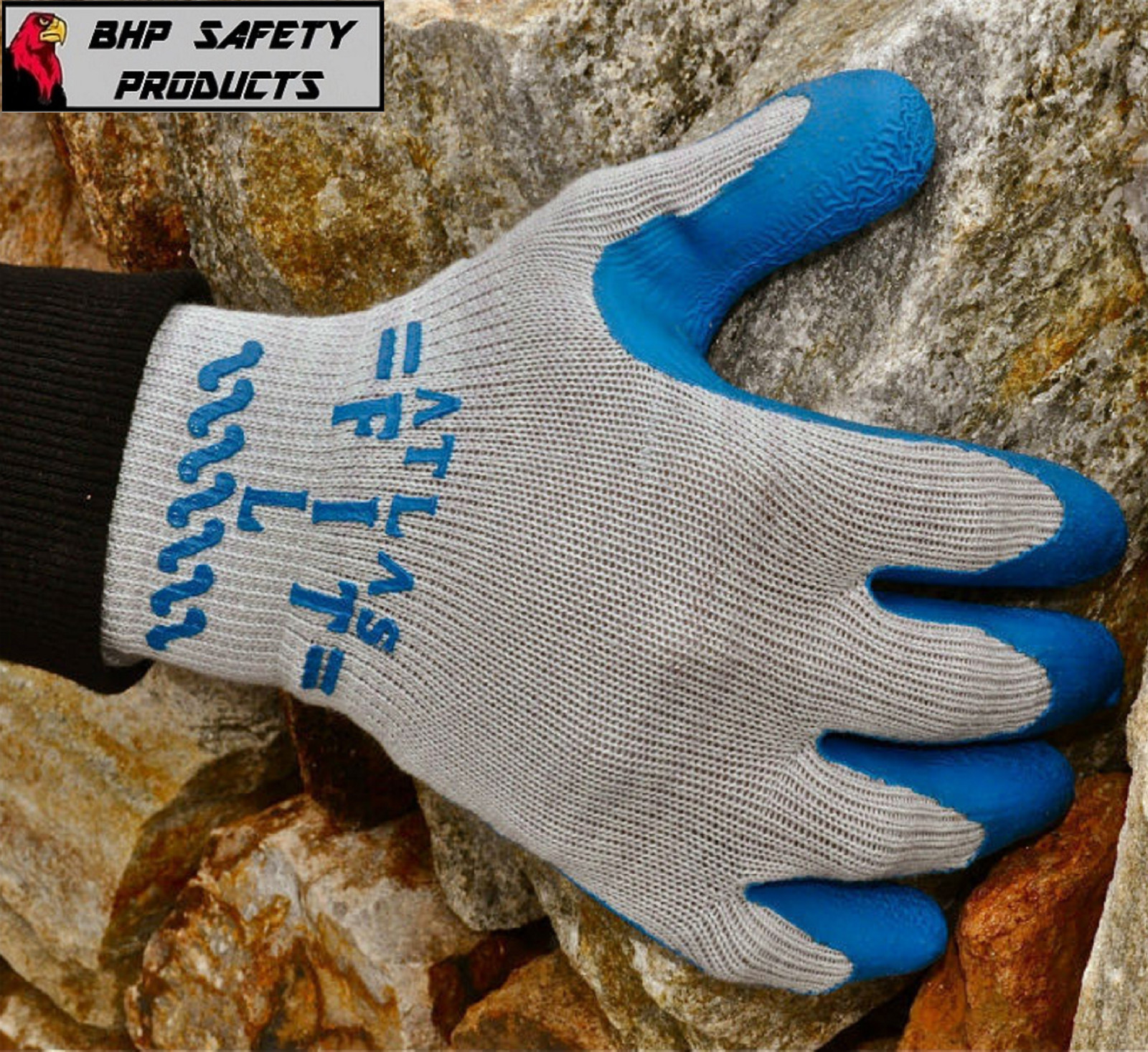 SHOWA ATLAS 300 LATEX RUBBER PALM DIPPED WORK GLOVES BLUE, GENERAL PURPOSE