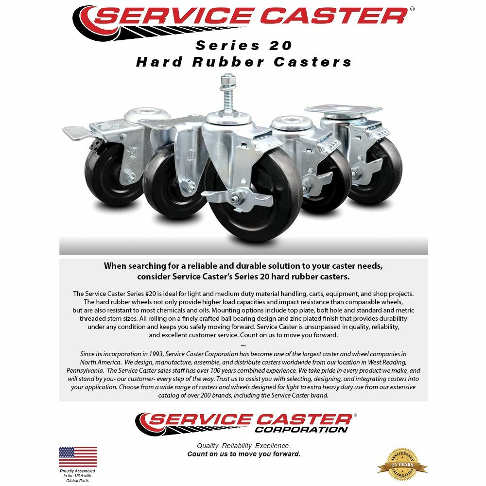 1013L2 Rubbermaid Tilt Truck Replacement Caster Set Fits FG101300BLA FG9T1400BLA