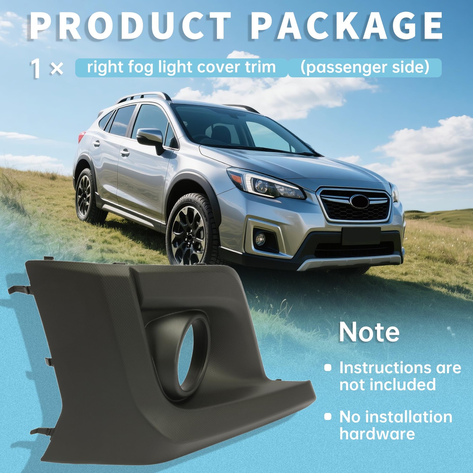 Kojem Right Fog Light Bezel Compatible 2018-2020 Subaru Crosstrek Replacement