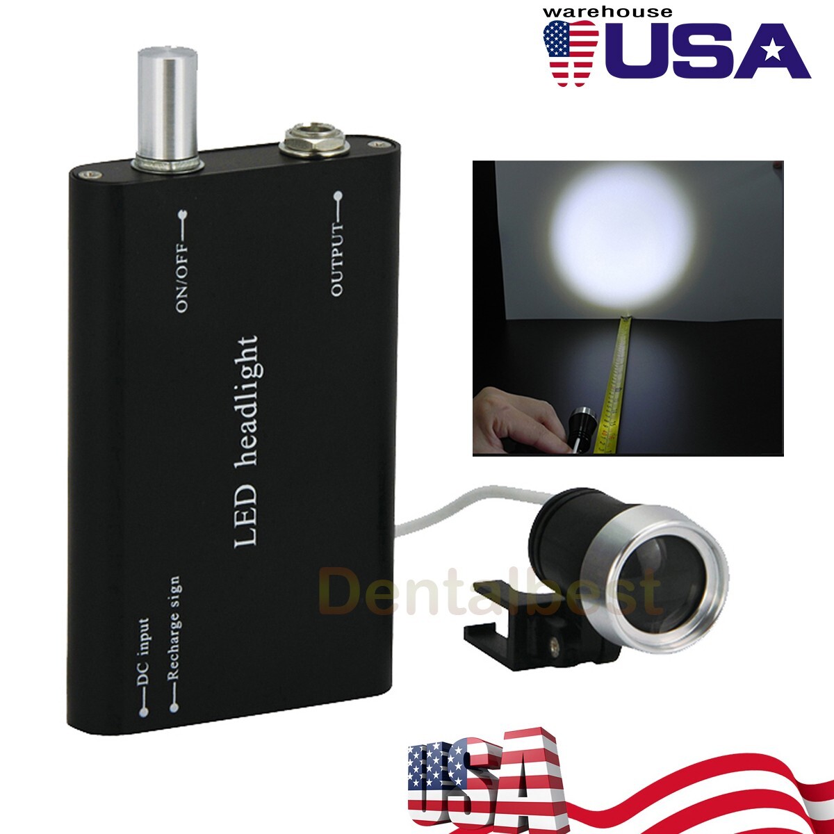 Dental Portable LED Headlight Surgical For Binocular Loupes Optical Glass Lab