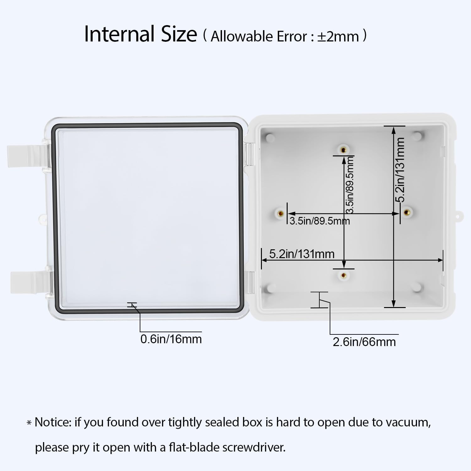 Lmioetool ABS Plastic Dustproof Waterproof IP65 Junction Box Hinged Shell Unive