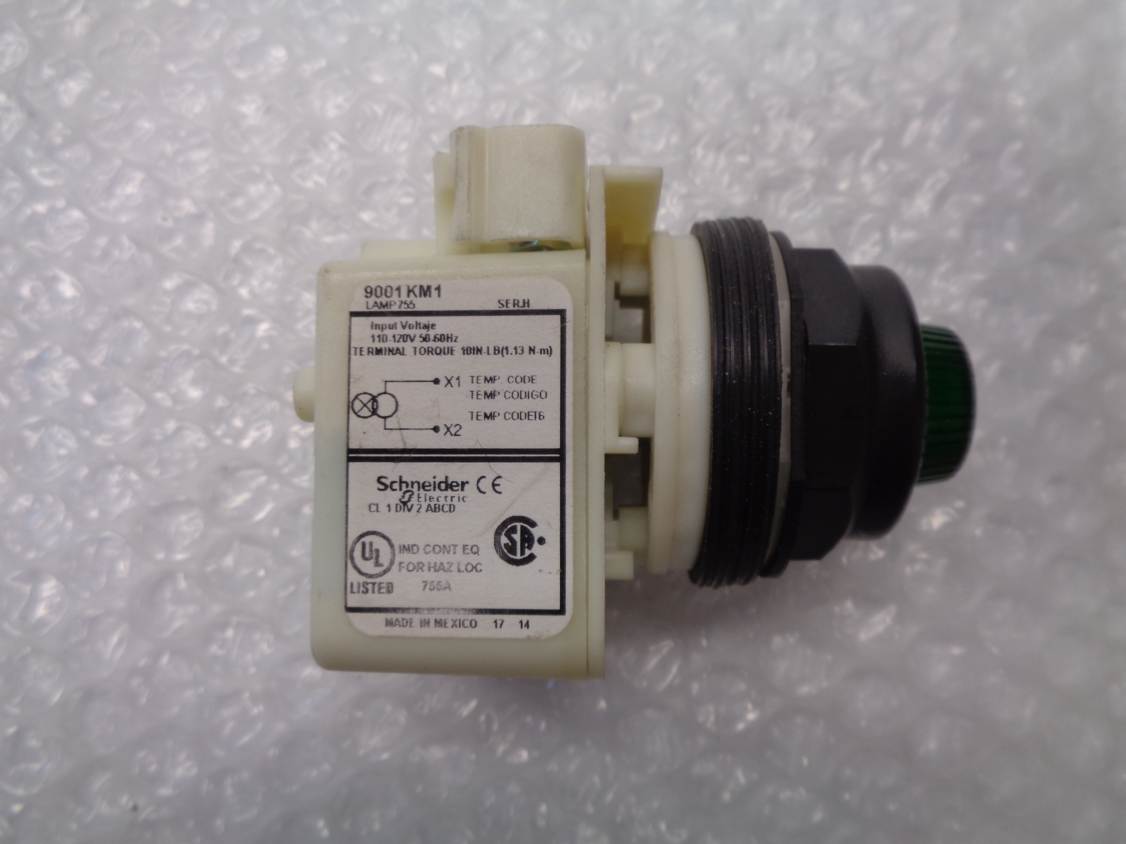 SQUARE D 9001KM1 PILOT LIGHT GREEN NSNP