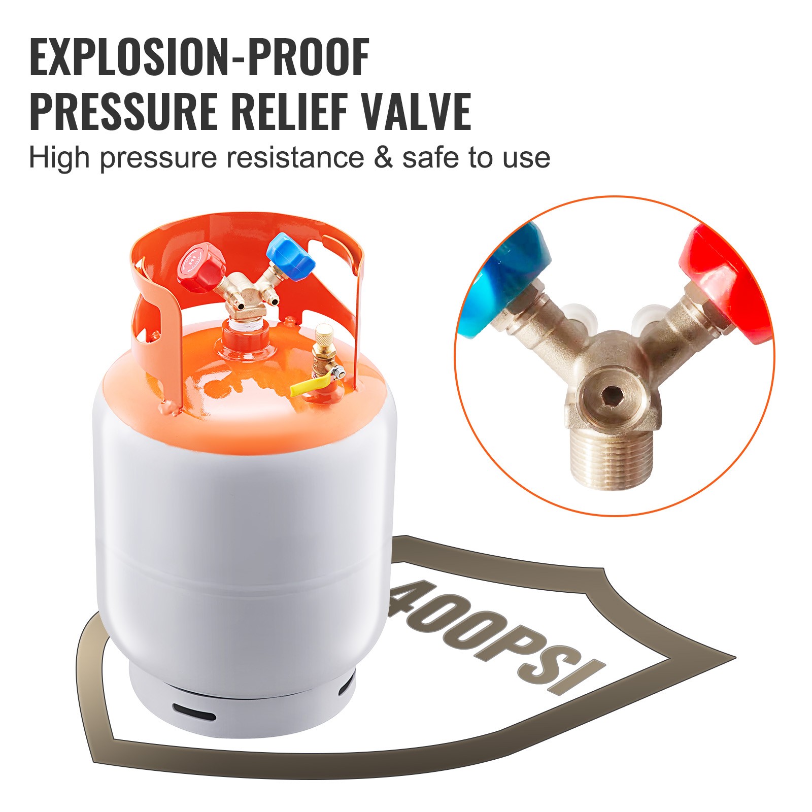 VEVOR Refrigerant Recovery Reclaim 30 LBS Cylinder Tank 400 PSI Liquid Y Valve
