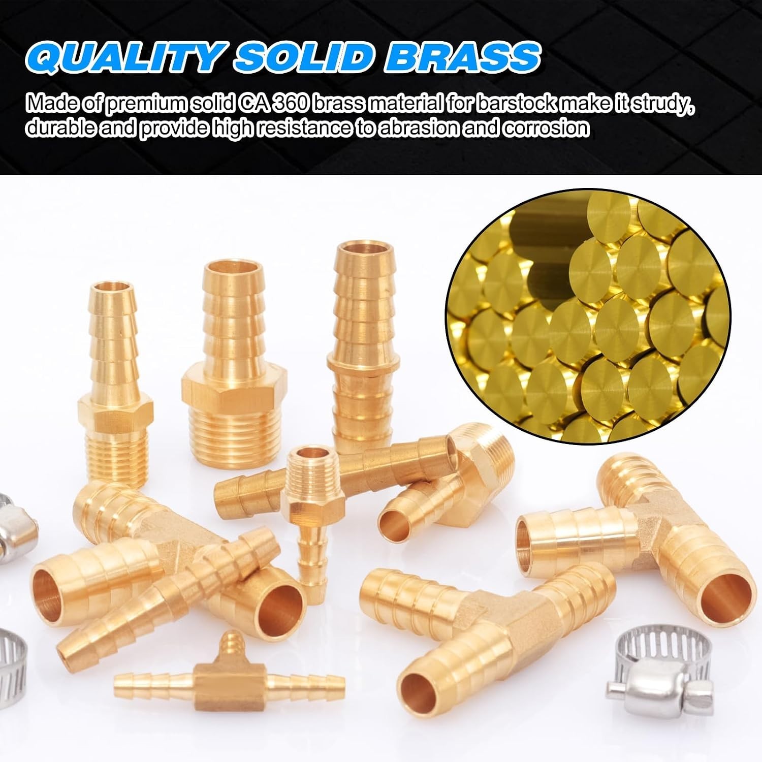80pcs Brass Hose Barb Fittings Kit 1/8″-1/2″