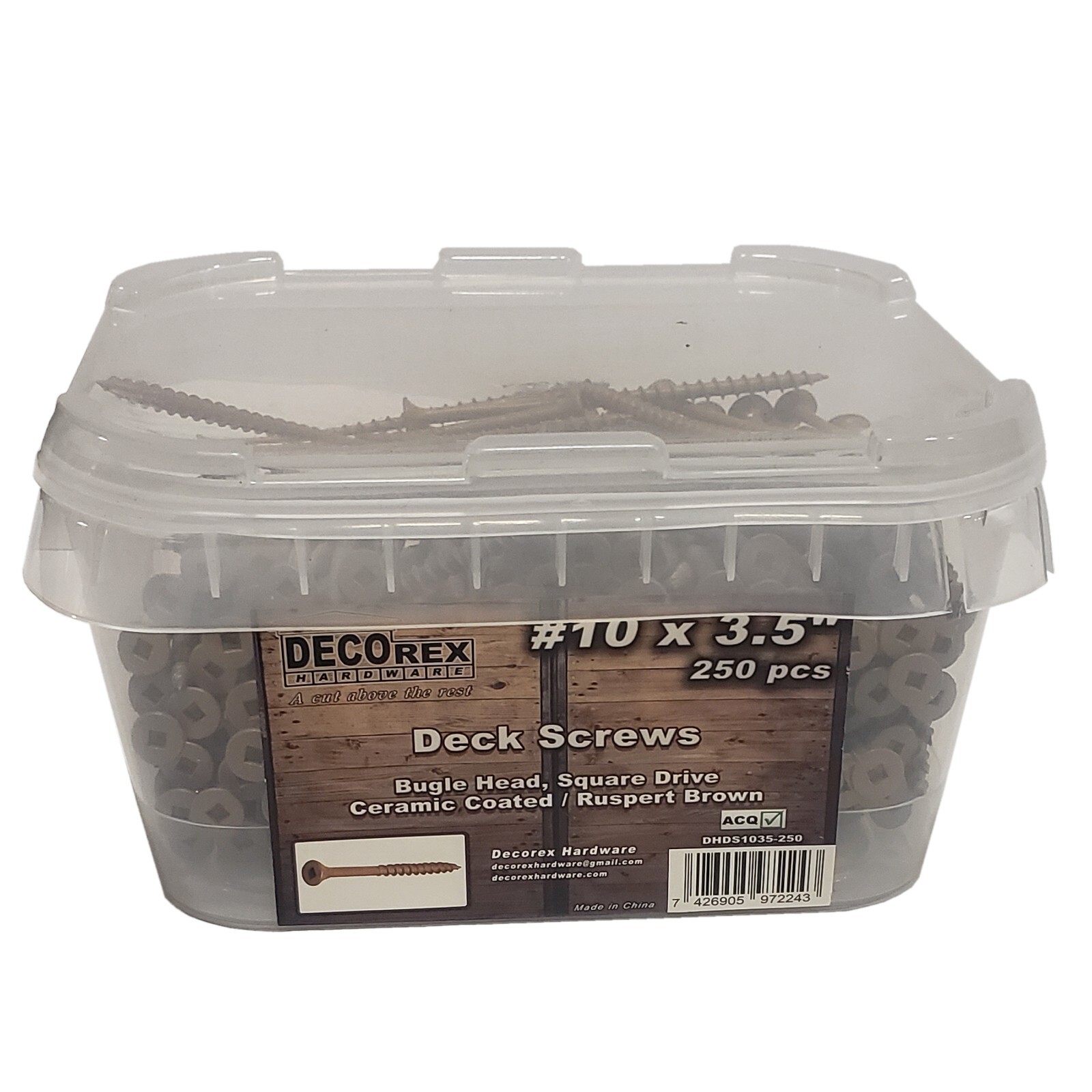 #10 x 3 1/2″ Deck Screws | Square Drive | Bugle Head | Brown Ruspert | 250pcsBOX