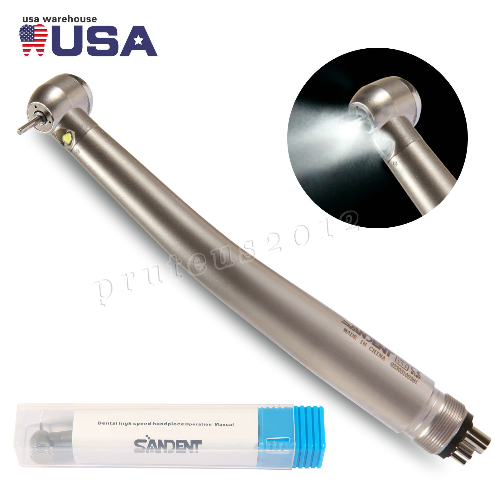 Dental Fiber Optic E-generator LED High Speed Handpiece Turbine 4 HOLE