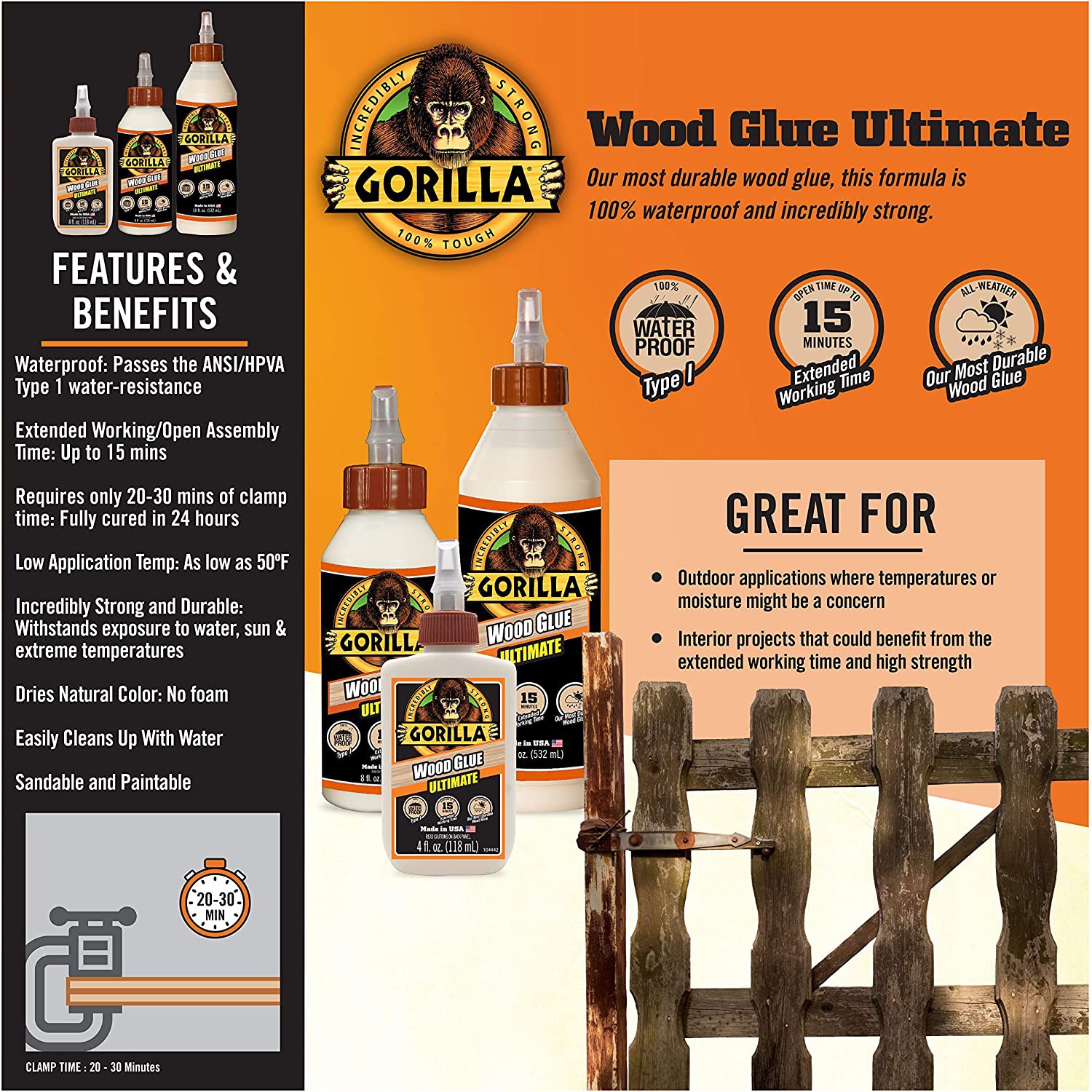 Gorilla Wood Glue Ultimate: 4 oz. bottle (White)