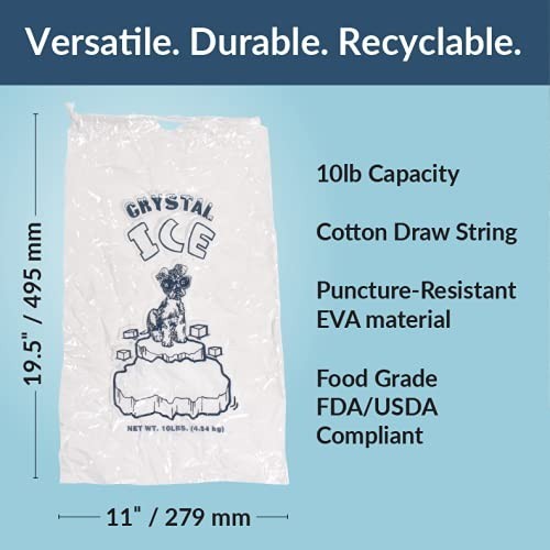Clear Ice Bags with Closure – 10 lb Capacity, Perfect for Indoor and Outdoor Use