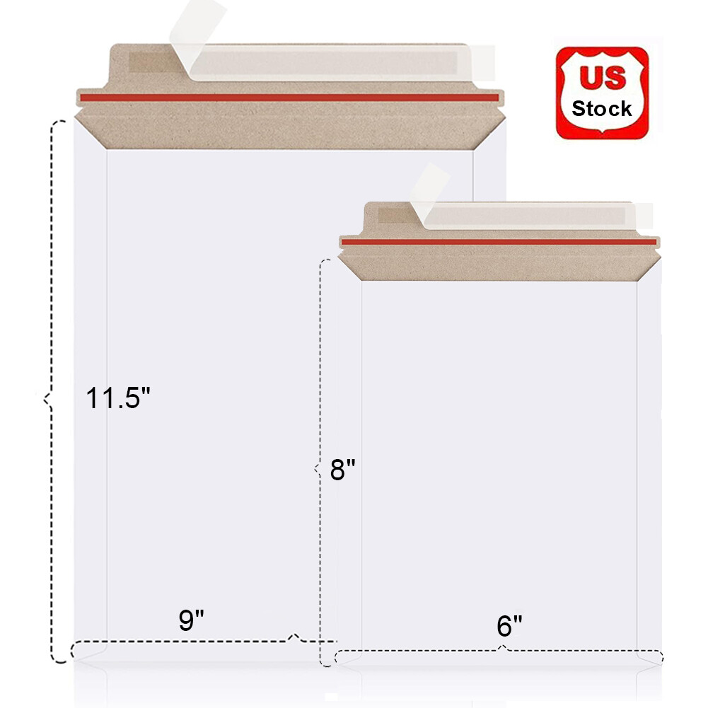 100-1000 Flat Photo Mailer Document Envelopes Cardboard Self Seal 9″x11.5″ 6″x8″