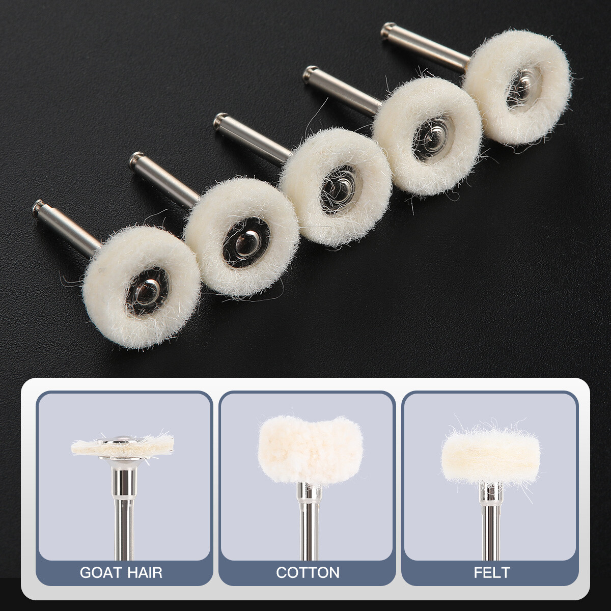 AZDENT Dental Polishing Buffing Wheel Brushes RA 2.35mm Shank for Rotary Tool