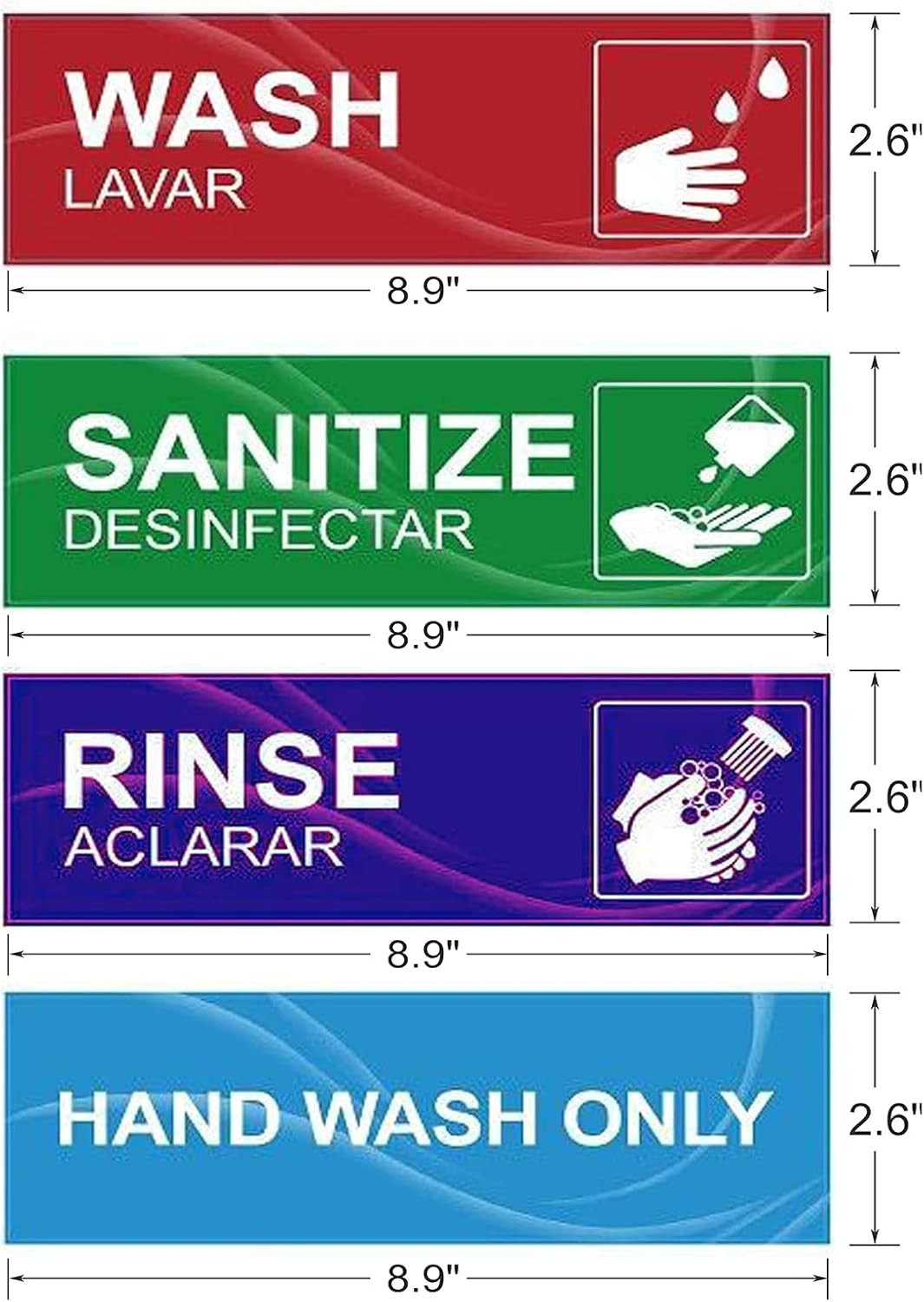 4 Pack Wash Rinse Sanitize Sink Labels Waterproof Sticker Signs Perfect for 3…