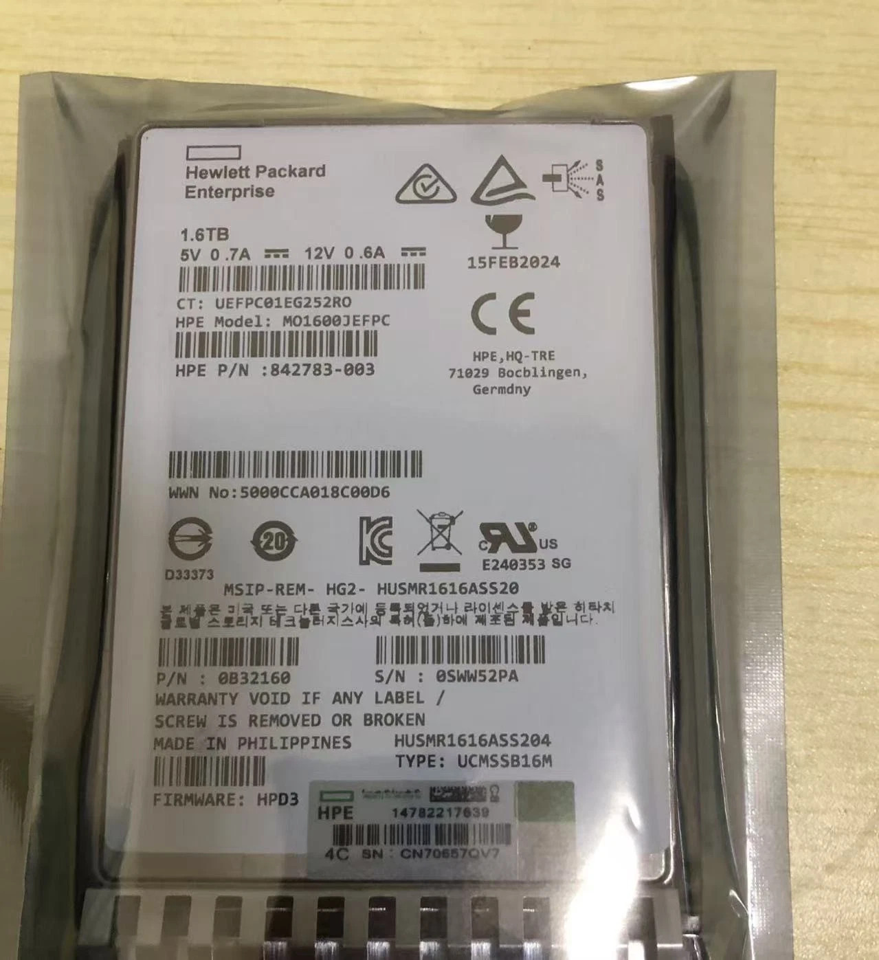 NEW HPE MSA 2050 N9X91A 841500-001 2.5″ 1.6TB SSD SAS 12G MU Solid State Drive