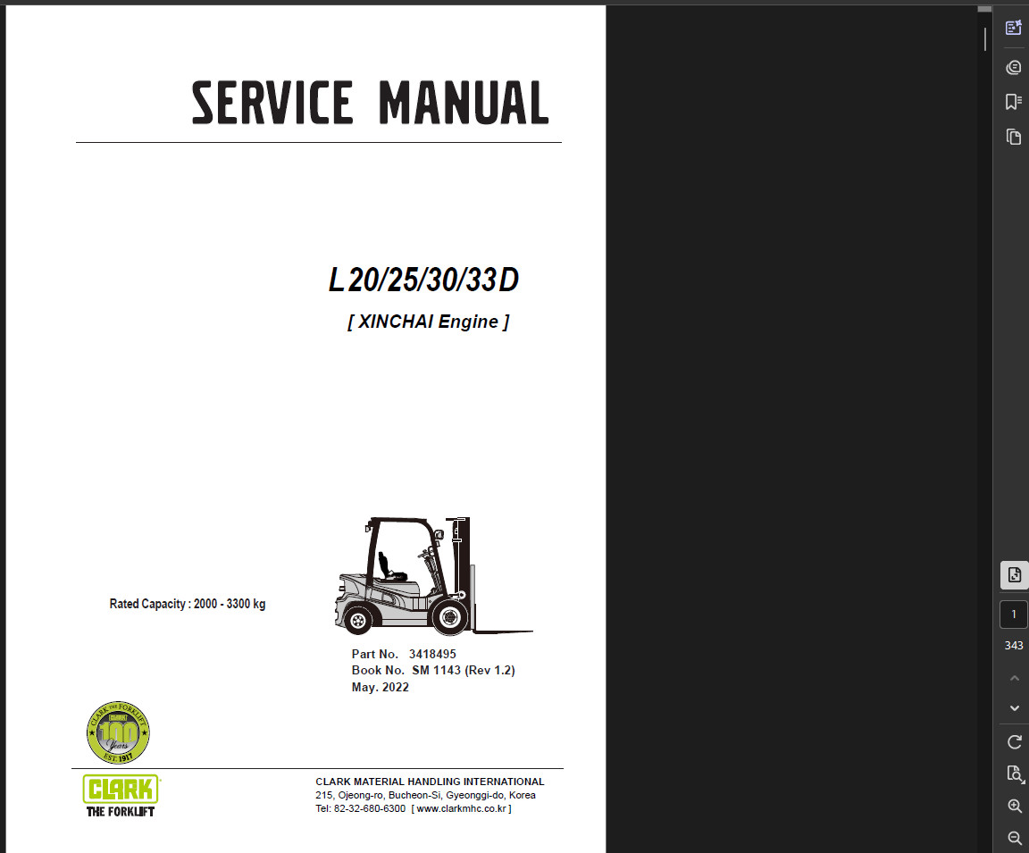 CLARK L25 FORKLIFT SERVICE REPAIR SHOP MANUAL PDF ON USB