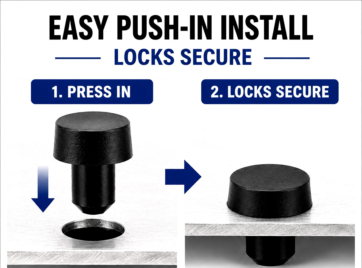 Push-In Rubber Feet Bumpers – Choose Size, 10 Pack Panel Mount Industrial Shop