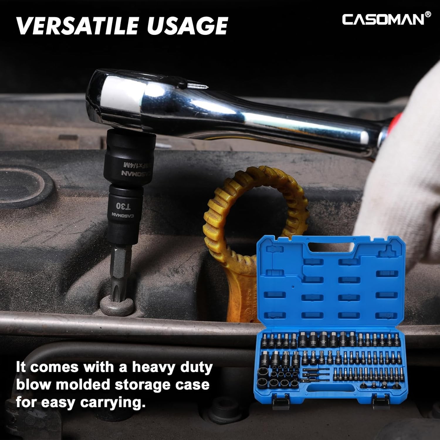 71 PCS Master Hex & Torx Bit Socket Set, 1/4″ & 3/8″ & 1/2″ Drive Metric/SAE